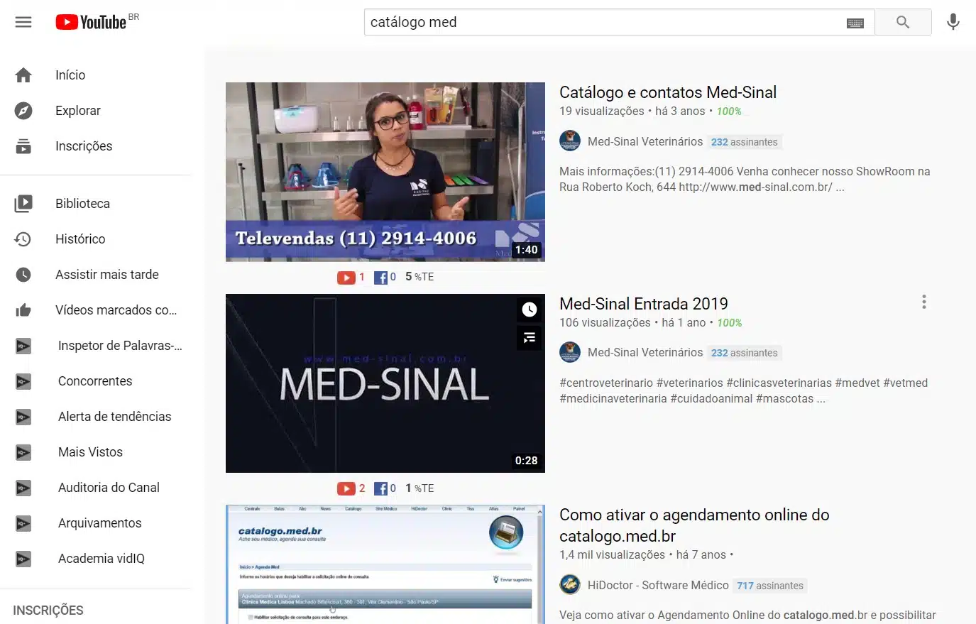 Catálogo Med - No YouTube