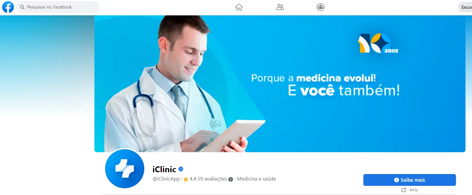 Página do Facebook do iClinic