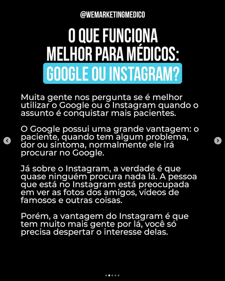 Google Ou Instagram: O Que é Melhor Para Médicos? - WE Marketing