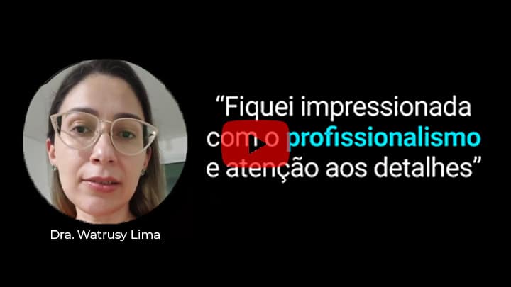 Capa Vídeo Depoimento Dra. Watrusy Lima Logo Marketing Médico